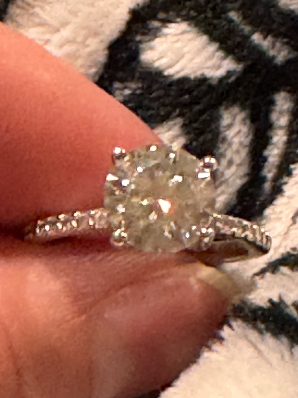 Sparkling Solitaire PavΓ© Engagement Ring in Champagne Tone